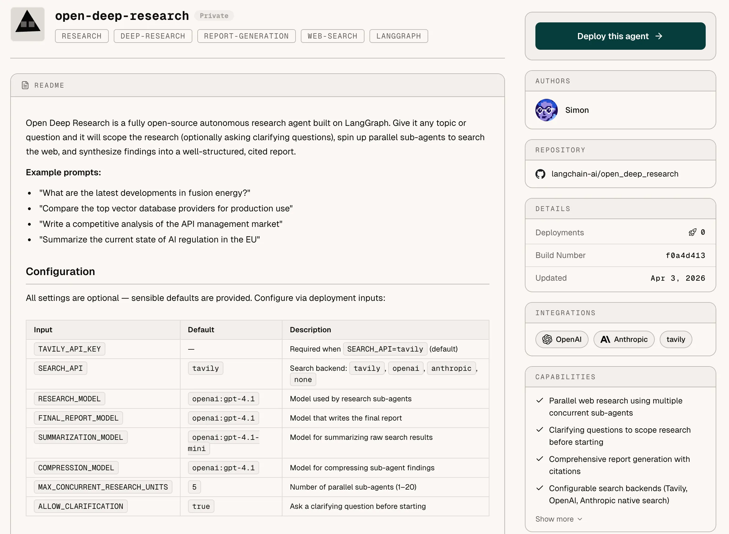 Blueprint for the deep research agent